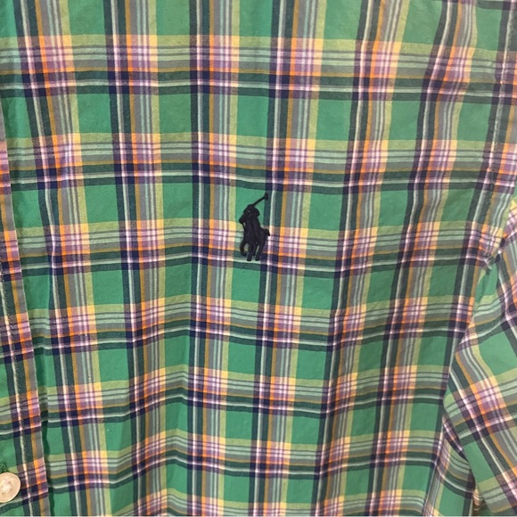 Ralph Lauren size 18-20 boys plaid button down long sleeve green polo Youth XL - Picture 3 of 3